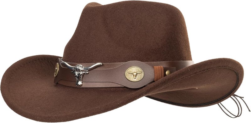 FGSS Kids Western Hats Boys Girls Cowboy Felt Fedora with Belt Buckle 3-7T - Image 5
